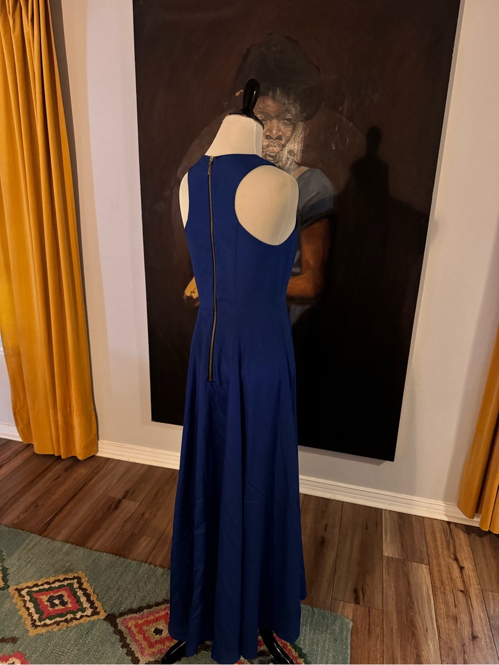 Naven Sleeveless Royal Blue Maxi Dress with Exposed Back Zip